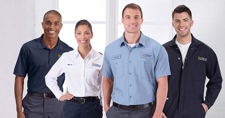 A team showing the benefits of a uniform rental program
