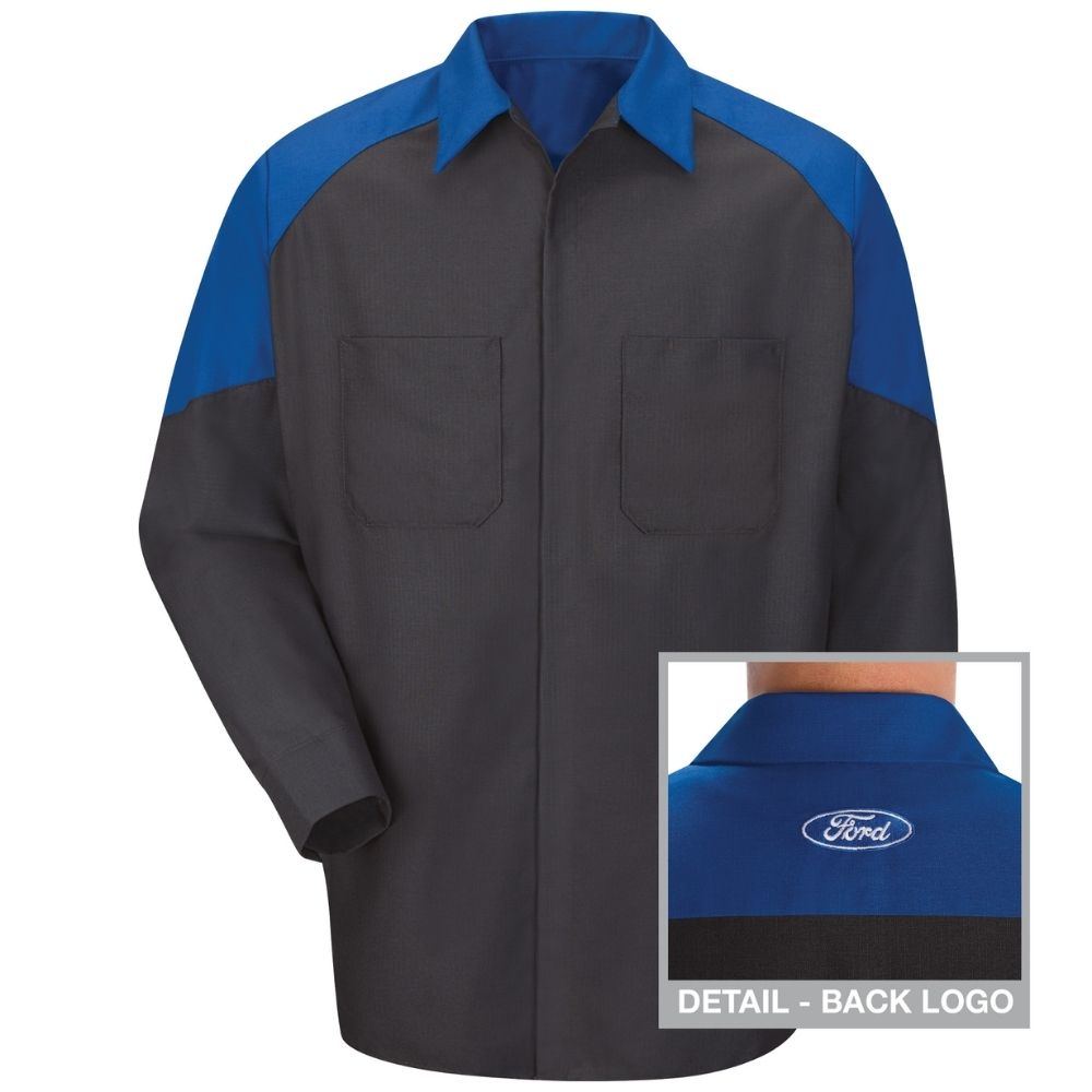 Branded Long Sleeve Shirt in Black/Blue