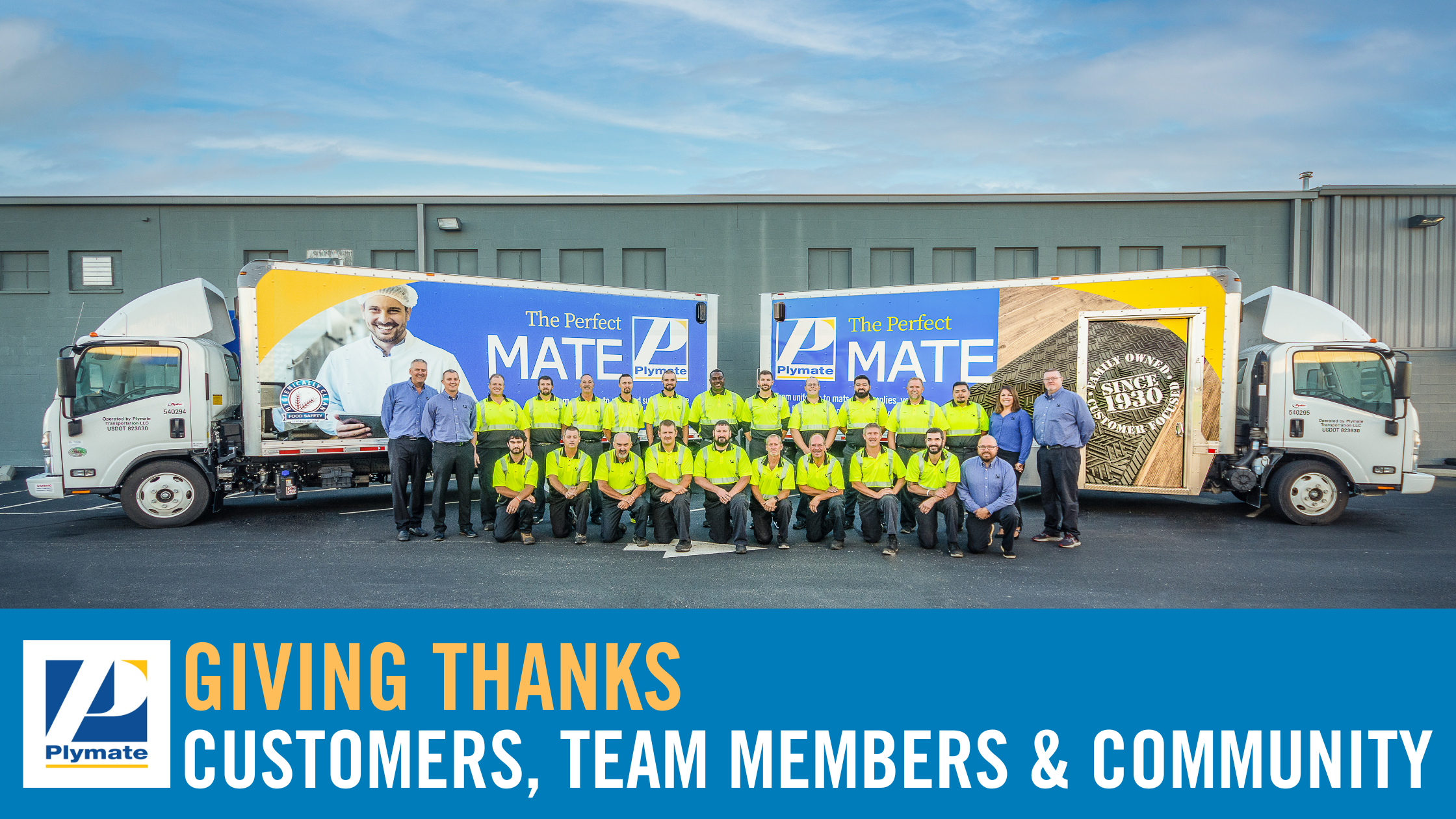 Plymate gives thanks to customers, team members, and the community.