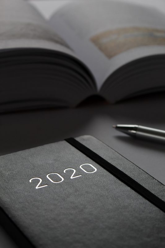 Notebook that says 2020, heading into future with adaptability and resilience